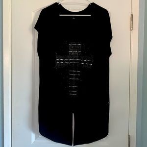 Black Embellished Cross T- Shirt